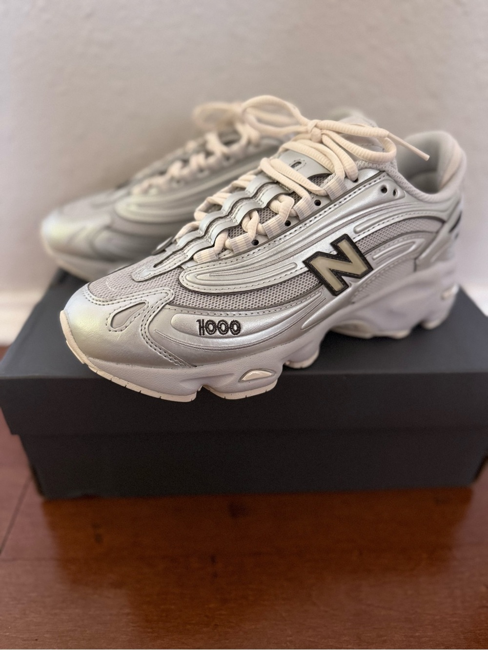New Balance Silver and Tan